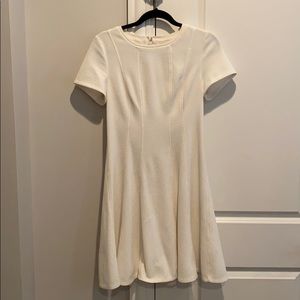 Rebecca Taylor White Ribbed Fit & Flare Dress